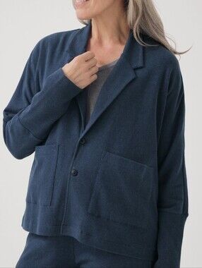 Pact Organic Cotton Navy Airplane Relaxed Blazer XL